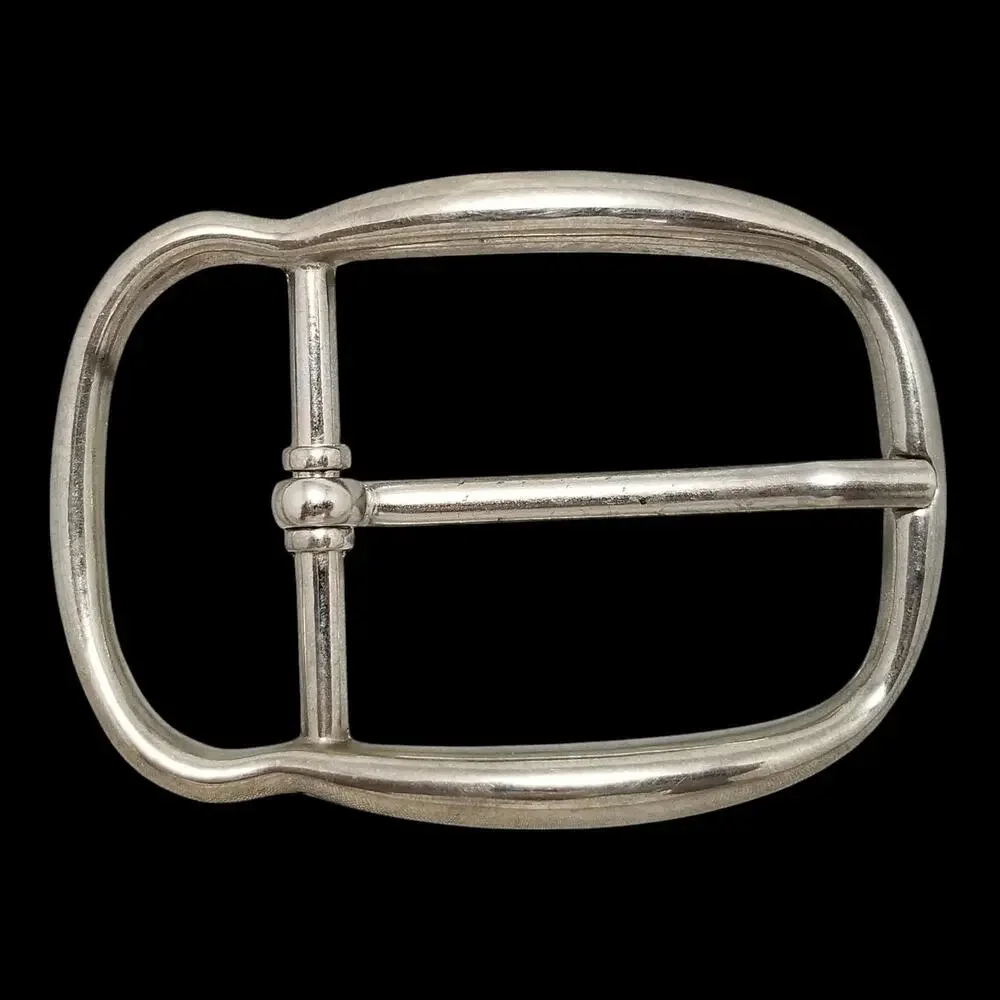 Silver Tone‎ Metal Pin Center Bar Belt Buckle Western Style Fashion Accessory